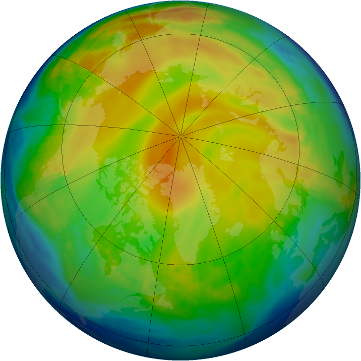Arctic ozone map for 22 December 1987